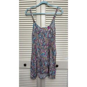 Roxy Daytrip Mini V Neck Slip Dress Swirly Daze Retro Swirl SIZE S